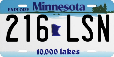 MN license plate 216LSN