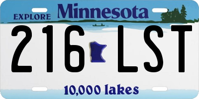 MN license plate 216LST