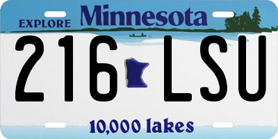MN license plate 216LSU