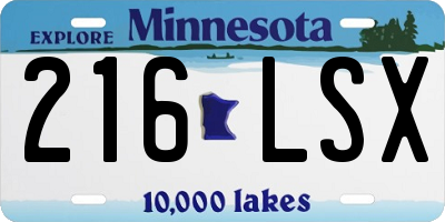 MN license plate 216LSX