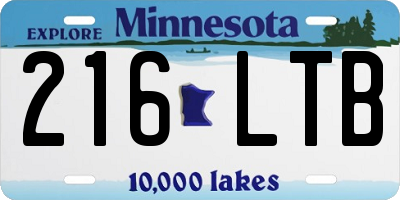 MN license plate 216LTB