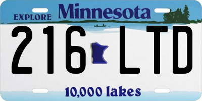 MN license plate 216LTD