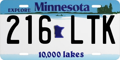 MN license plate 216LTK