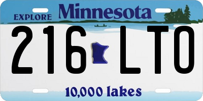 MN license plate 216LTO