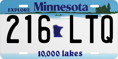MN license plate 216LTQ
