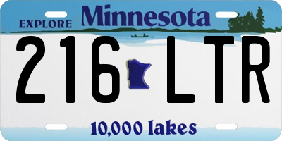 MN license plate 216LTR