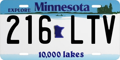 MN license plate 216LTV
