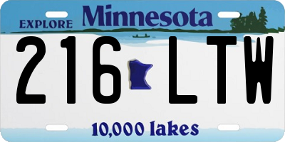 MN license plate 216LTW