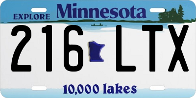 MN license plate 216LTX