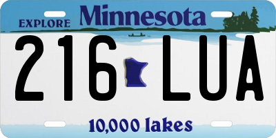 MN license plate 216LUA