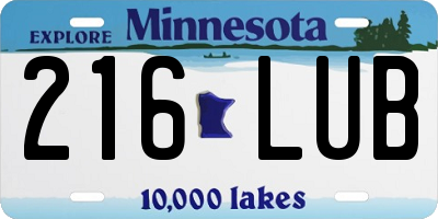 MN license plate 216LUB
