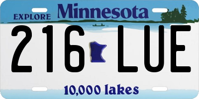 MN license plate 216LUE
