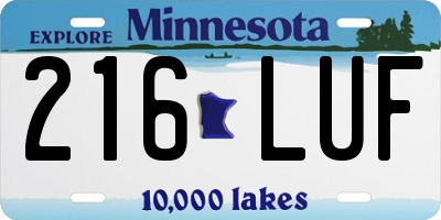 MN license plate 216LUF