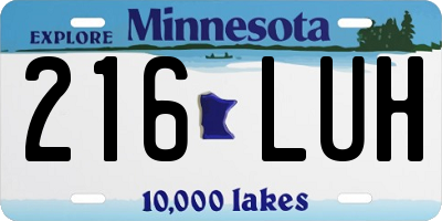 MN license plate 216LUH