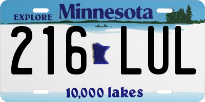 MN license plate 216LUL
