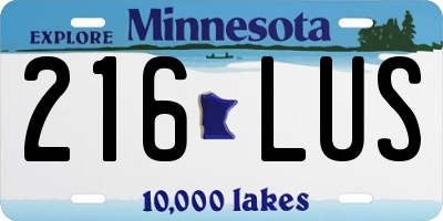 MN license plate 216LUS