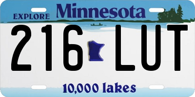 MN license plate 216LUT