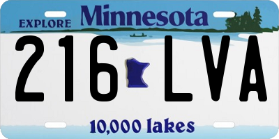MN license plate 216LVA