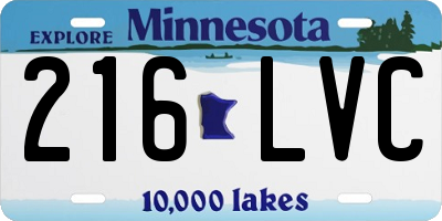 MN license plate 216LVC