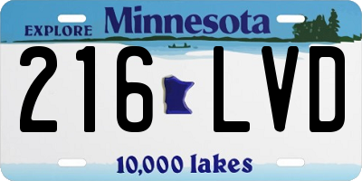 MN license plate 216LVD