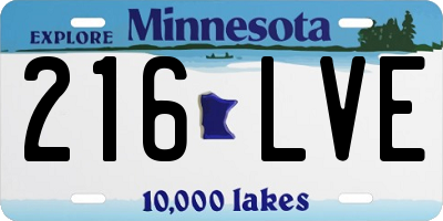 MN license plate 216LVE