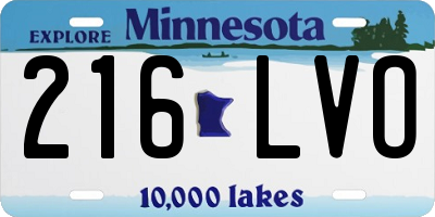 MN license plate 216LVO