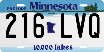 MN license plate 216LVQ