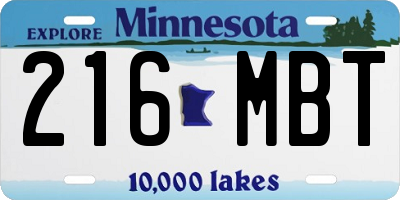 MN license plate 216MBT