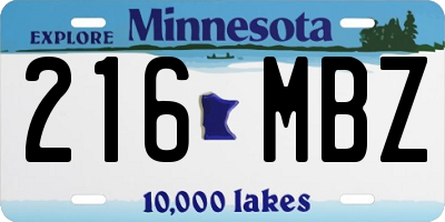MN license plate 216MBZ