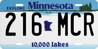 MN license plate 216MCR