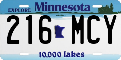 MN license plate 216MCY