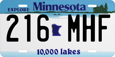 MN license plate 216MHF