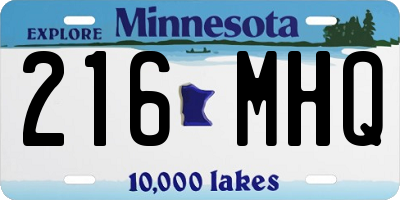 MN license plate 216MHQ
