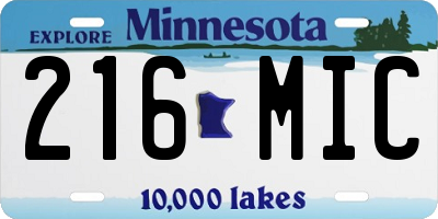 MN license plate 216MIC