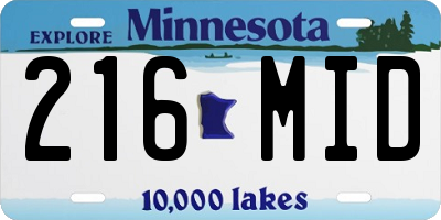MN license plate 216MID