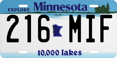 MN license plate 216MIF