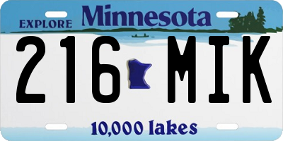 MN license plate 216MIK
