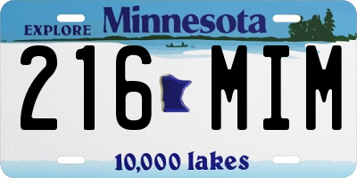 MN license plate 216MIM