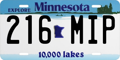 MN license plate 216MIP