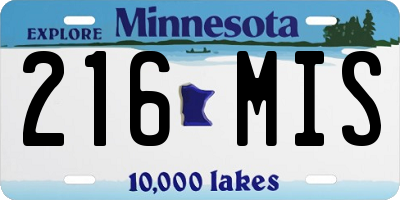 MN license plate 216MIS