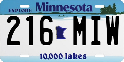 MN license plate 216MIW