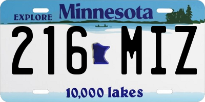 MN license plate 216MIZ
