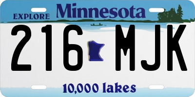 MN license plate 216MJK