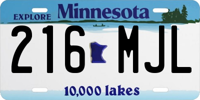 MN license plate 216MJL