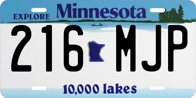 MN license plate 216MJP