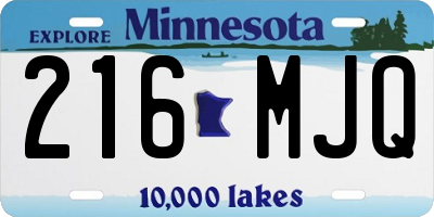 MN license plate 216MJQ