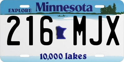 MN license plate 216MJX
