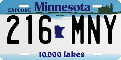 MN license plate 216MNY