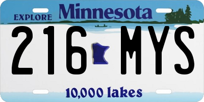 MN license plate 216MYS