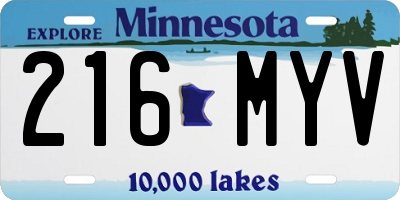 MN license plate 216MYV